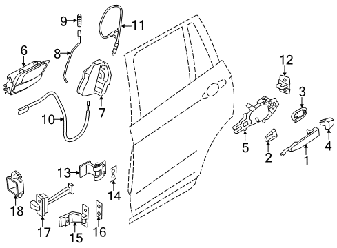 2013 BMW X1 Rear Door Operating Rod, Door Rear Right Diagram for 51222990436