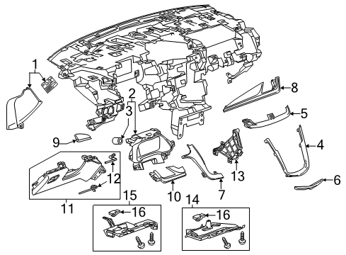 2016 Cadillac ELR Cluster & Switches, Instrument Panel Cluster Panel Diagram for 22934882