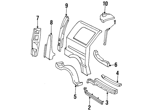 1986 Ford Aerostar Inner Structure & Rails - Side Panel Corner Panel Diagram for E79Z1141038B