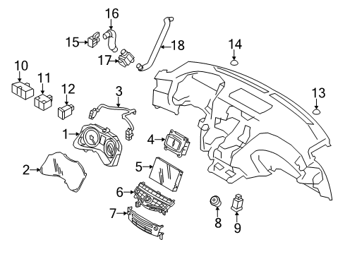 2012 Infiniti M35h Automatic Temperature Controls Instrument Cluster Speedometer Assembly Diagram for 24820-1MA4B