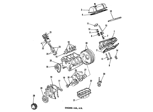 1984 Chevrolet El Camino Engine Parts, Mounts, Cylinder Head & Valves, Camshaft & Timing, Oil Pan, Oil Pump, Crankshaft & Bearings, Pistons, Rings & Bearings Valve-Intake Diagram for 22519914