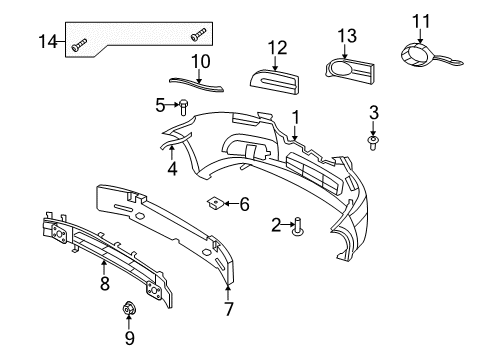 2009 Chevrolet Aveo Front Bumper Impact Bar Diagram for 96648627