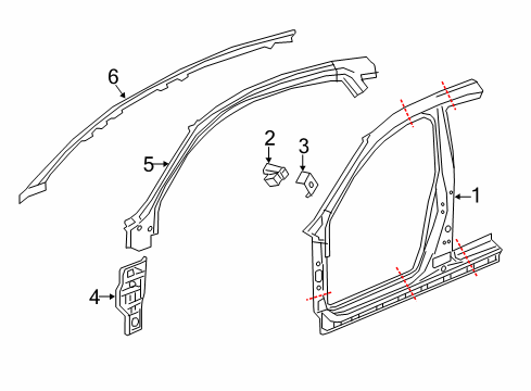 2021 Honda Insight Aperture Panel, Hinge Pillar PNL, R- FR- (OUTER) Diagram for 04635-TXM-A50ZZ
