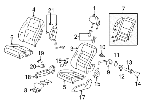 2009 Honda CR-V Front Seat Components Cap, Reclining (Inner) *NH598L* (ATLAS GRAY) Diagram for 81246-SWA-A01ZA