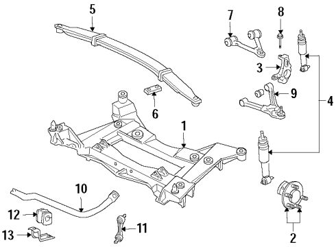2014 Chevrolet Corvette Front Suspension, Lower Control Arm, Upper Control Arm, Ride Control, Stabilizer Bar, Suspension Components Shock Absorber Diagram for 23171680