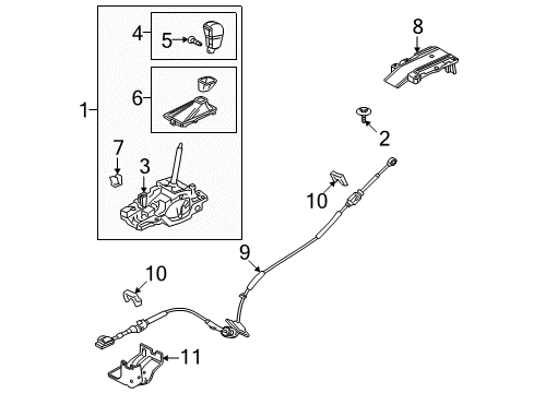 2013 Lincoln MKS Center Console Gear Shift Assembly Diagram for GA5Z-7210-AB