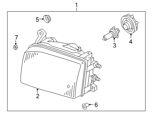 2000 Infiniti QX4 Bulbs Left Headlight Assembly Diagram for 26060-2W626