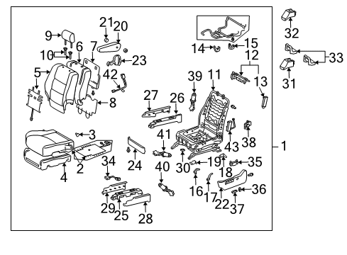 2004 Lexus GX470 Front Seat Components Front Seat Back Cover, Left (For Separate Type) Diagram for 71074-6A180-A0