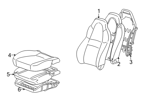 2005 Toyota MR2 Spyder Seat Components Seat Back Pad Diagram for 71551-17100