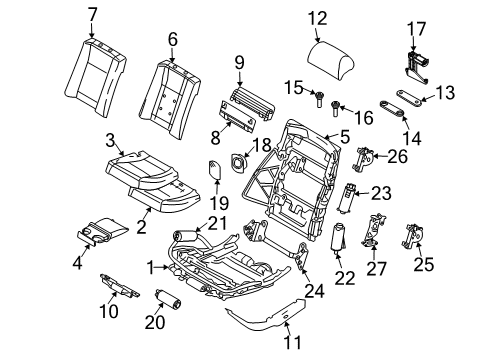 2005 BMW 745Li Rear Seat Components Cover Diagram for 52207021799