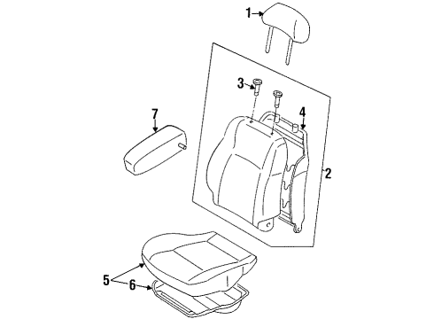 1996 Nissan Sentra Front Seat Components Cushion Assy-Front Seat Diagram for 87300-F4304