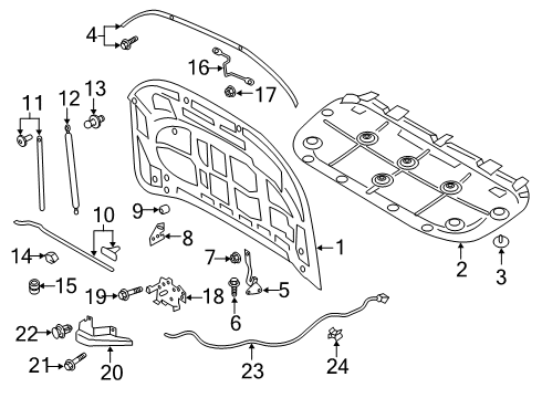 2021 Ford Ranger Hood & Components Inner Fender Reinforcement Plate Diagram for KB3Z-16A298-A