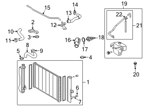 2009 Pontiac Vibe Radiator & Components Radiator Assembly Diagram for 19205591