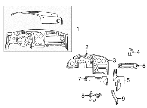 2009 Dodge Viper Instrument Panel Components Support-Instrument Panel Diagram for 4865532AA
