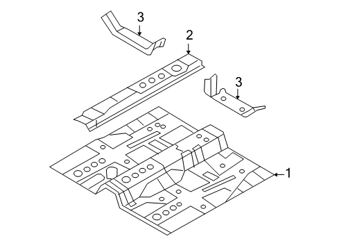 2006 Hyundai Sonata Pillars, Rocker & Floor - Floor & Rails Panel-Center Floor Diagram for 65111-0A000