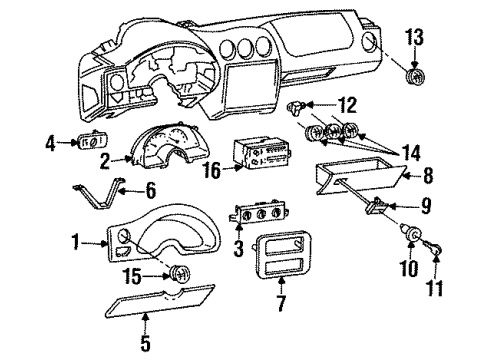 1993 Pontiac Firebird Instrument Gauges, Sound System Gauge Cluster Diagram for 16133602