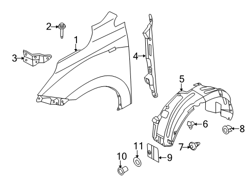 2011 Hyundai Tucson Fender & Components Deflector-Front Wheel, RH Diagram for 86818-2S000