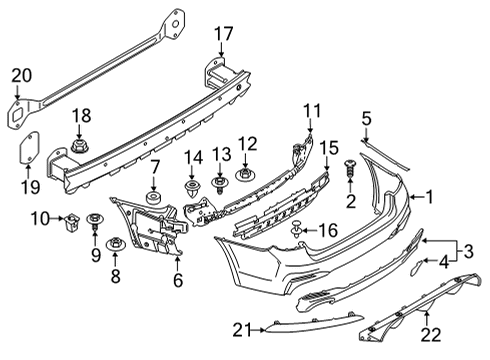 2022 BMW M5 Bumper & Components - Rear Rear Reflector, Rear Right Diagram for 63147857006