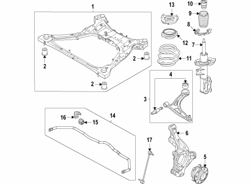 2021 Hyundai Sonata Front Suspension Components, Lower Control Arm, Stabilizer Bar BUSHING-CROSSMEMBER Diagram for 62418L1000
