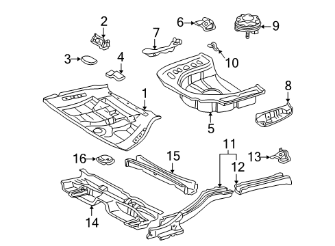 1997 Lexus ES300 Rear Body - Floor & Rails Pan, Center Floor Diagram for 58211-33070