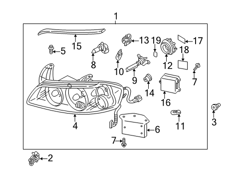 2003 Nissan Maxima Headlamps Front Left Headlight Assembly Diagram for 26060-5Y725