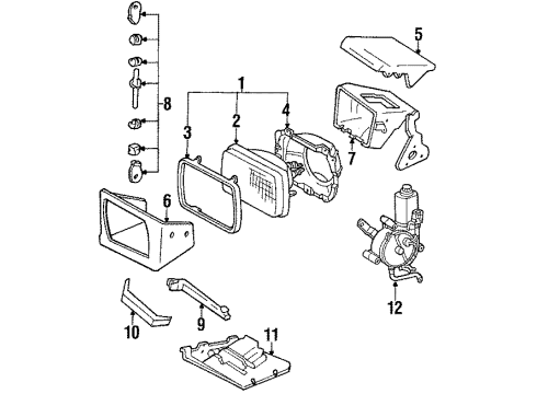 1985 Toyota Celica Headlamps Molding Diagram for 54126-14011