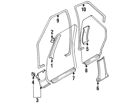 1996 Isuzu Rodeo Interior Trim - Pillars, Rocker & Floor Cover, R. FR. Trim Pillar (Gray) Diagram for 8-97152-351-0