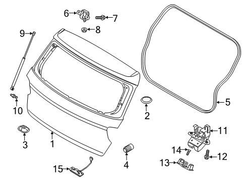 2022 Hyundai Venue Gate & Hardware Lifter Assembly-Tail Gate, LH Diagram for 81831-K2000