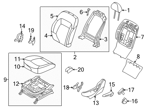 2013 Kia Sportage Power Seats Front Seat Cushion Driver Covering Diagram for 881603W000EAN