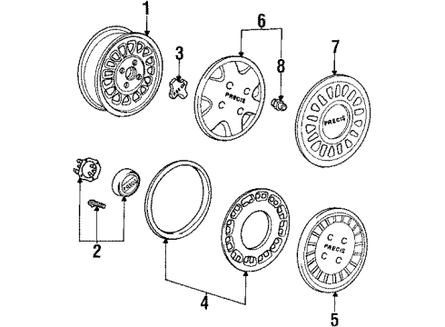 1988 Mitsubishi Precis Wheels Steel Wheel Assembly Diagram for 52910-21210