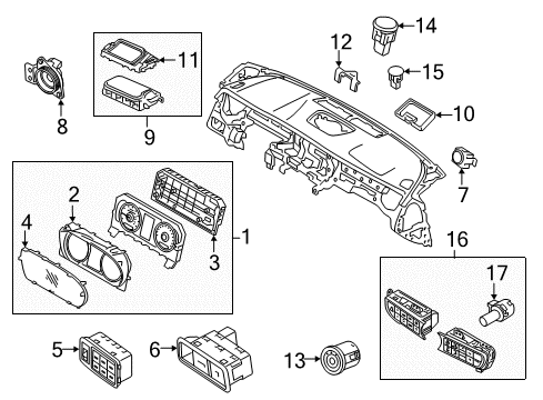 2015 Kia K900 Cluster & Switches, Instrument Panel Clock Assembly-Digital Diagram for 945103T500