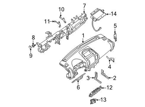2008 Nissan Titan Cluster & Switches, Instrument Panel Bracket Instrument Side Diagram for 68138-9FD0A