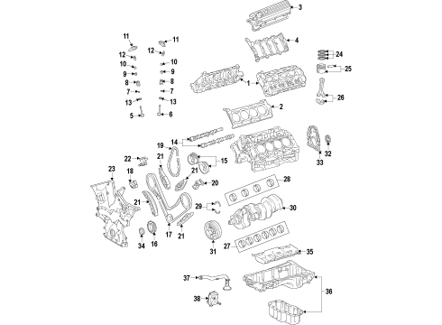 2008 Toyota Land Cruiser Engine Parts, Mounts, Cylinder Head & Valves, Camshaft & Timing, Oil Cooler, Oil Pan, Oil Pump, Crankshaft & Bearings, Pistons, Rings & Bearings Valve Grind Gasket Kit Diagram for 04112-38140