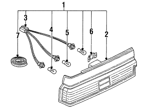 1988 Nissan Sentra Combination Lamps Lamp Re Combination RH Diagram for B6550-65A00