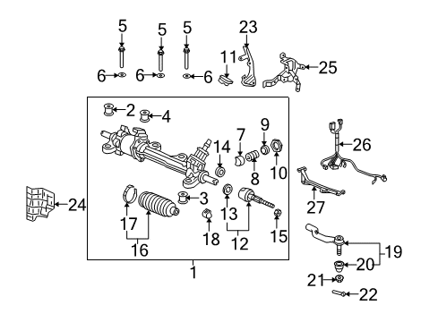 2010 Acura TL Steering Column & Wheel, Steering Gear & Linkage Stay, Connector Diagram for 53754-TK4-A01