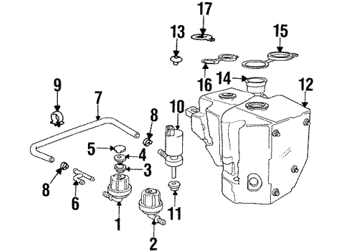 1991 BMW 850i Headlamp Washers/Wipers Distribution Piece Diagram for 61671378625
