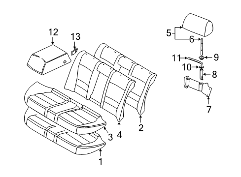 2001 BMW M5 Rear Seat Components Armrest Leather Diagram for 52208197635