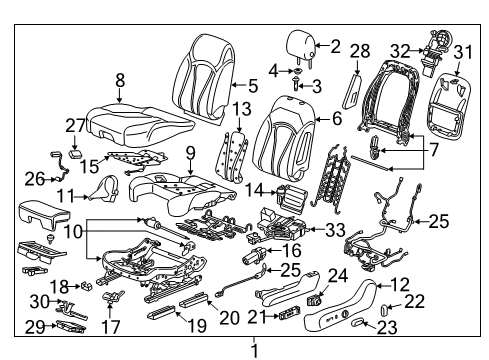 2020 Buick Envision Driver Seat Components Headrest Guide Bezel Diagram for 23463948