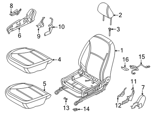 2022 Nissan Versa Passenger Seat Components Knob-Reclining Device Lever, RH Diagram for 87418-5RB4A