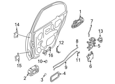 2000 Nissan Altima Door & Components Hinge Assy-Rear Door Diagram for 82401-4B030