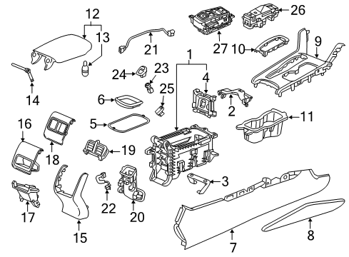 2020 Honda Accord Parking Brake Garnish Assy., L. Console Side*NH900L* (DEEP BLACK) Diagram for 83430-TVA-A01ZA