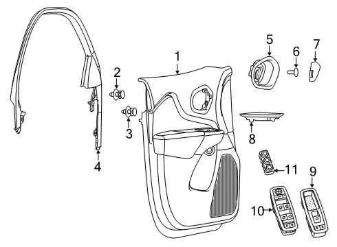 2020 Jeep Cherokee Front Door Panel-Front Door Trim Diagram for 6AX461L1AB