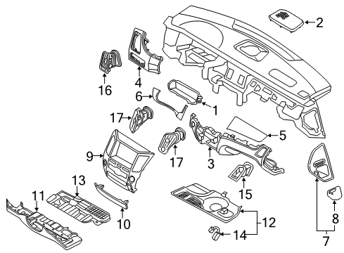 2013 Hyundai Equus Cluster & Switches, Instrument Panel Panel Assembly-Crash Pad Lower, LH Diagram for 84750-3N200-HZ