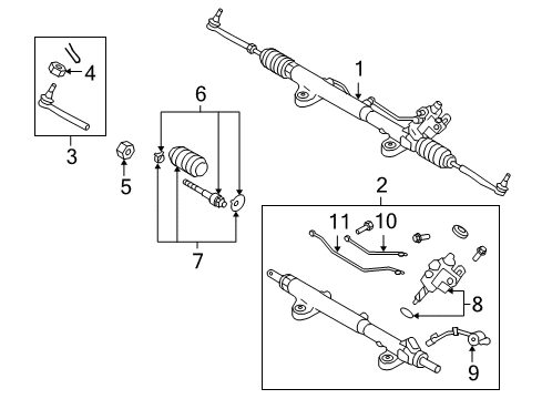 2009 Nissan GT-R Steering Column & Wheel, Steering Gear & Linkage Tube Assy-Cylinder Diagram for 49541-JF10A