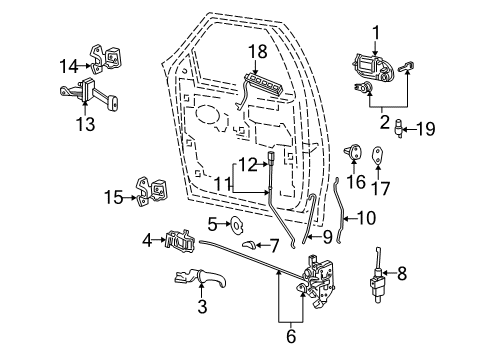 2003 Lincoln Navigator Front Door - Lock & Hardware Handle, Outside Diagram for 7L7Z-7822404-AX