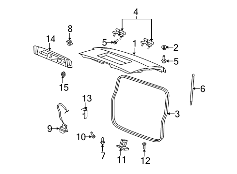 2011 Dodge Nitro Gate & Hardware WEATHERSTRIP-LIFTGATE Opening Diagram for 55369134AF