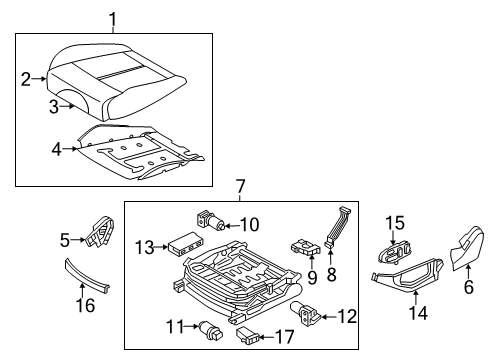 2019 Genesis G70 Power Seats Tilt Motor Assembly-RH Diagram for 88683J5000