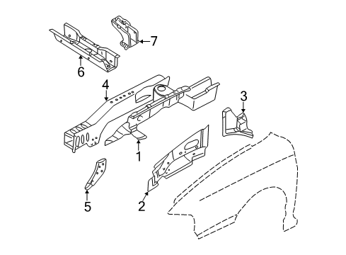 2004 Kia Sedona Structural Components & Rails Towing Hook, RH Diagram for 0K53A56370