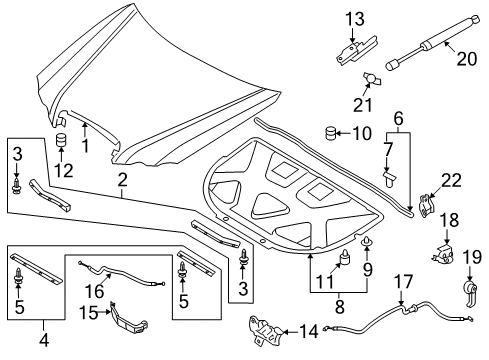 2008 Kia Amanti Hood & Components Cable Assembly-Hood Latch Diagram for 811903F100
