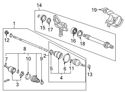 2012 Acura RL Drive Axles - Front Driveshaft Assembly, Passenger Side Diagram for 44305-SJA-A01